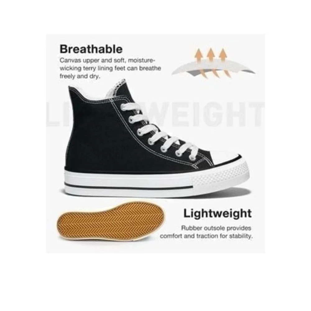 HEEZ Women's Sz 8 Fashion Sneakers Lace Up Canvas Sneaker High‎ Top Tennis Shoe